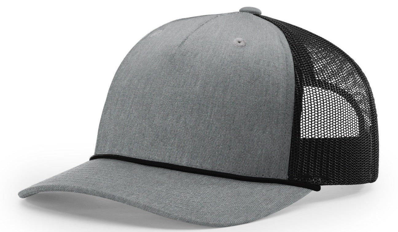 Richardson 112 FPR Heather Grey Black Hat Black Rope