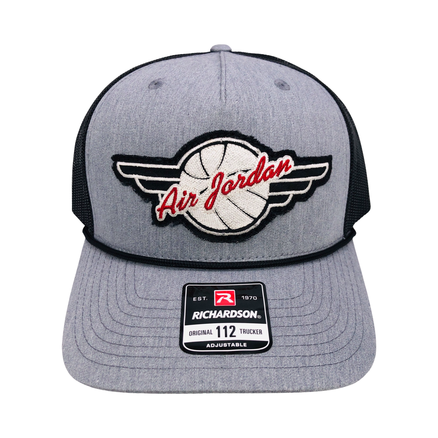 Vintage AIR JORDAN Patch sewn onto New Richardson 112 Trucker ROPE Hat NIKE