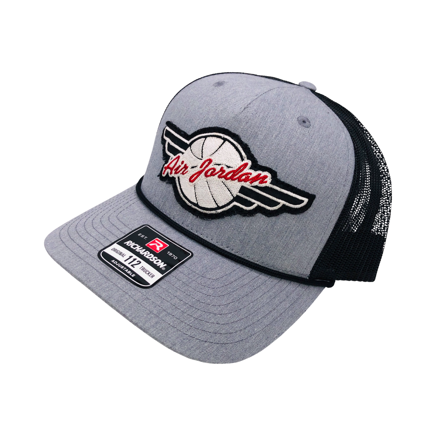 Vintage AIR JORDAN Patch sewn onto New Richardson 112 Trucker ROPE Hat NIKE