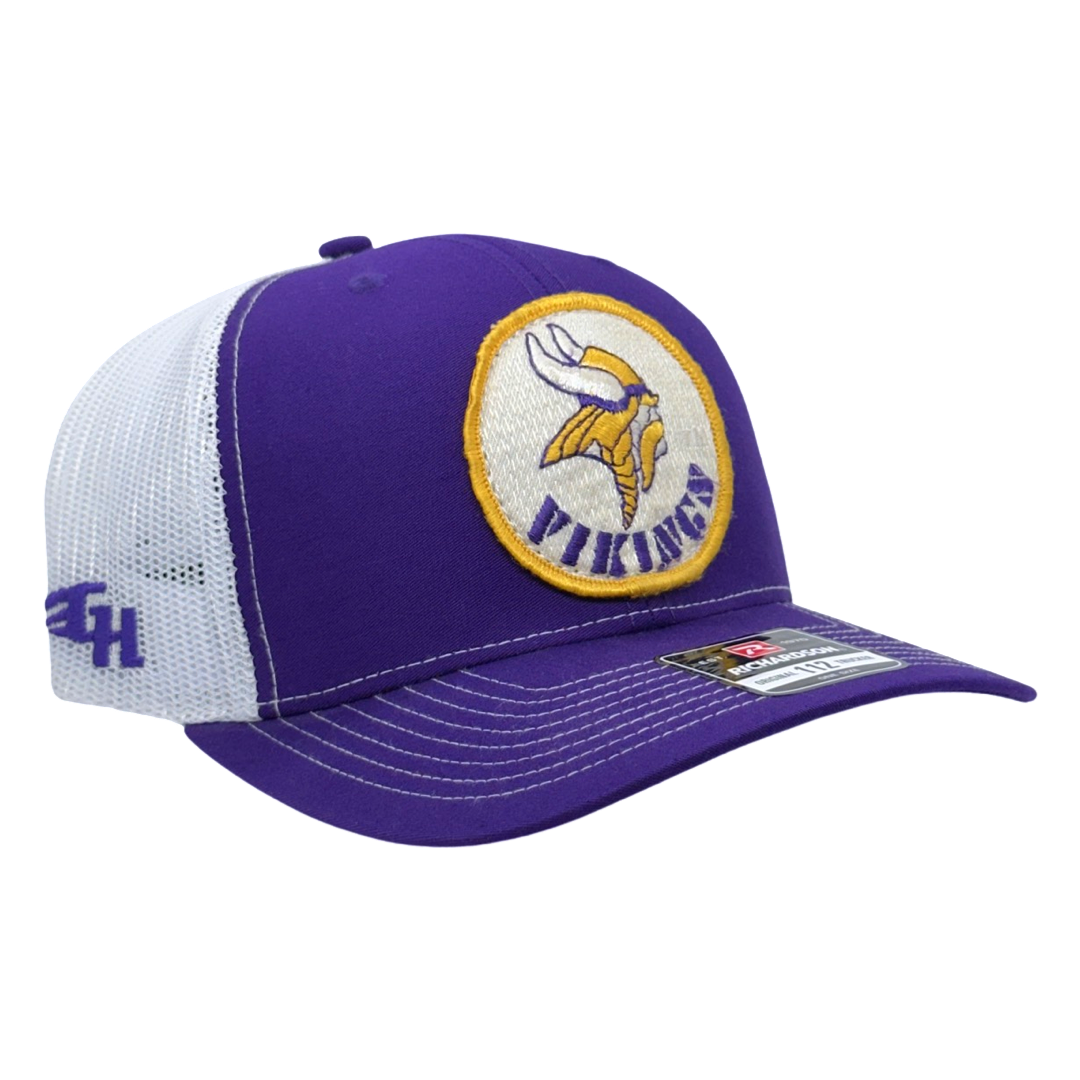 Vintage NFL Minnesota Vikings Patch sewn onto New Richardson 112 Trucker Hat