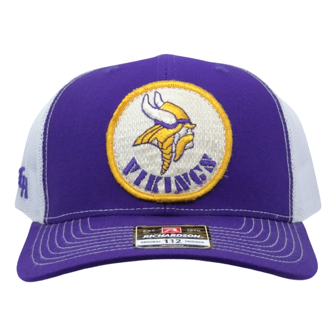 Vintage NFL Minnesota Vikings Patch sewn onto New Richardson 112 Trucker Hat