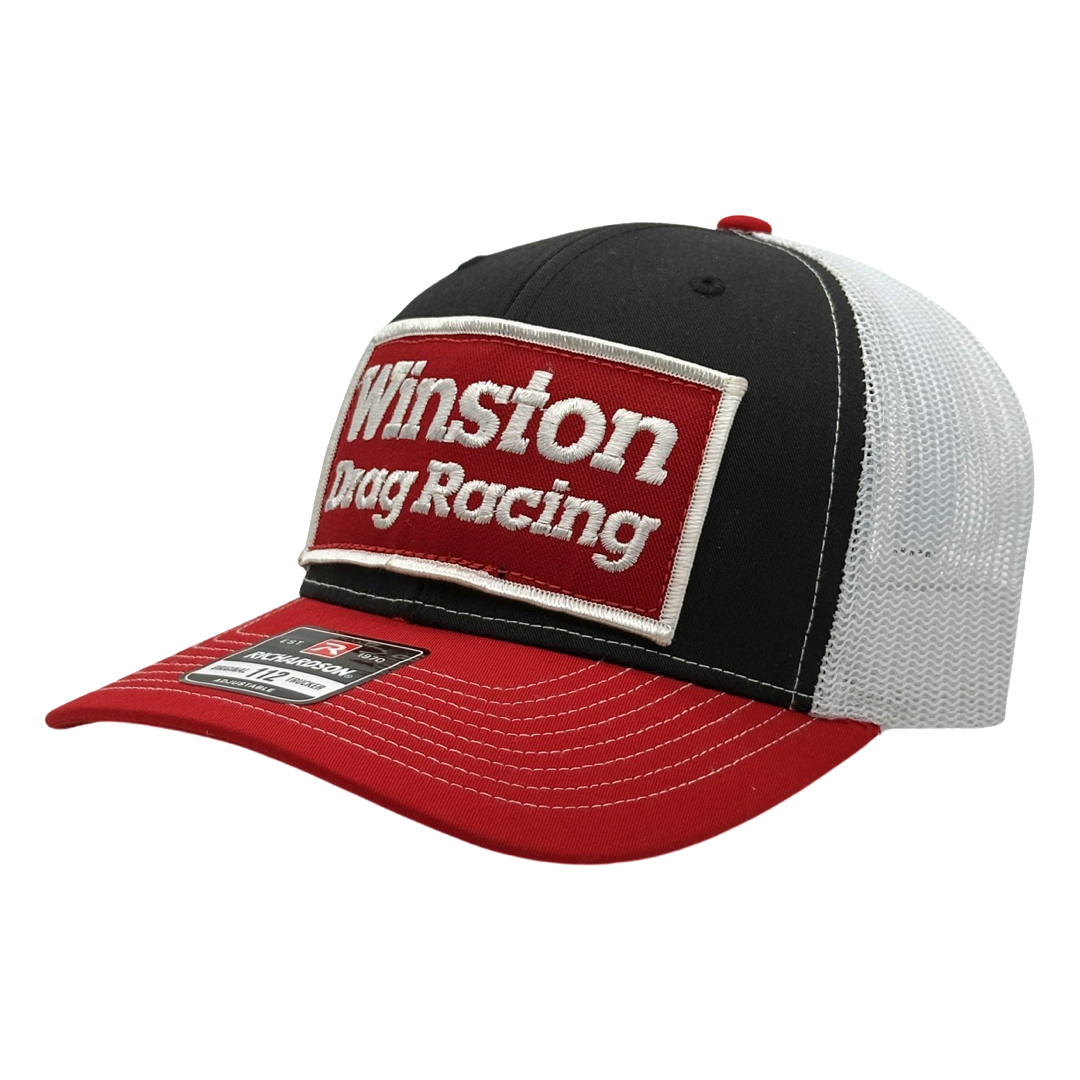 Vintage NHRA Winston Drag Racing Patch sewn onto New Richardson 112 Hat