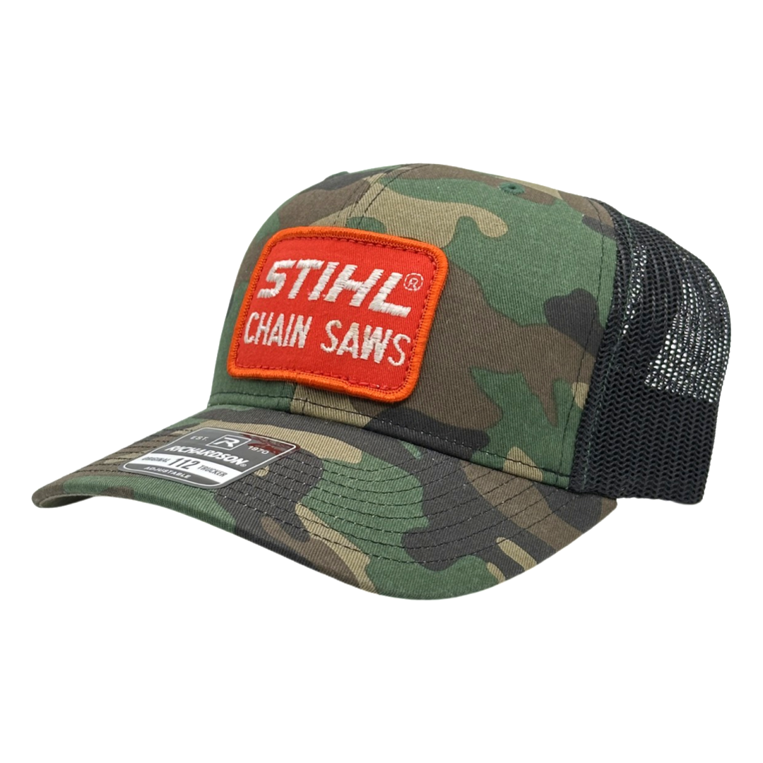 Vintage STIHL Chain Saws Patch sewn onto New Richardson 112 Trucker Hat