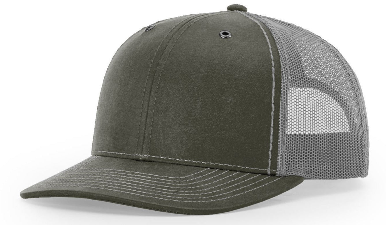 Richardson 112WF Fremont Oil-Coated Trucker Olive Charcoal