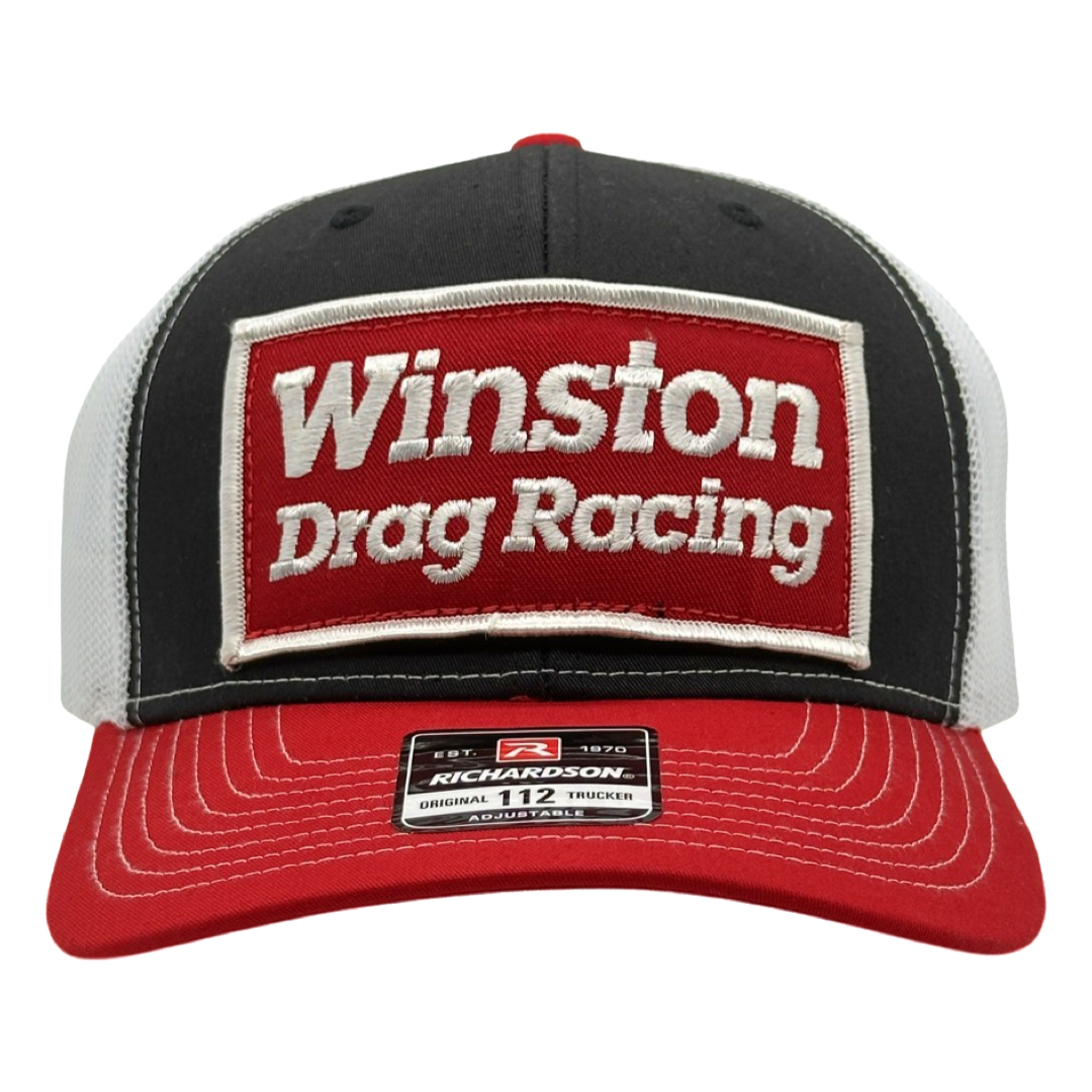 Vintage NHRA Winston Drag Racing Patch sewn onto New Richardson 112 Hat