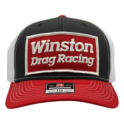 Vintage NHRA Winston Drag Racing Patch sewn onto New Richardson 112 Hat